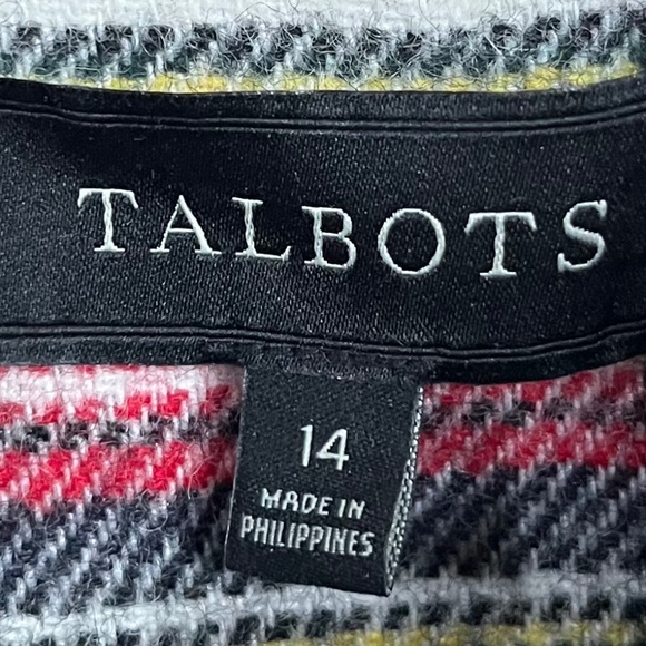 Talbots Red Plaid Wool Blend Ruffle Trim Peplum Back Blazer Jacket Size 14 EUC - Picture 12 of 13